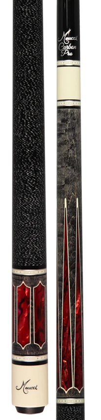 Meucci 2020 Gray - Red Pearl - Black/White Wrap Pool Cue with Carbon Shaft - 2020GYRDBKWHC - Image 5