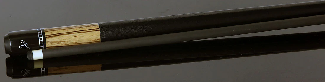 Meucci Exotic Wood Series Zebrawood Pool Cue with Lizard Leather Wrap and Carbon Shaft - EWSZWC - Image 3
