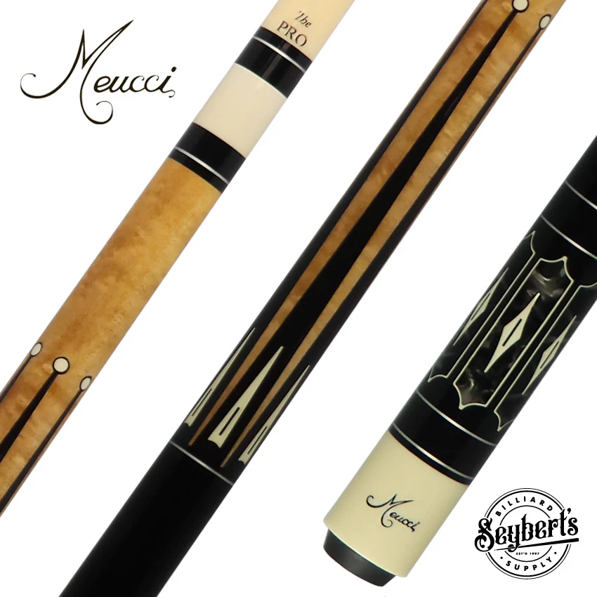 Meucci Starlight 1 Maple with Black Points Pool Cue with Pro Shaft - SL-1
