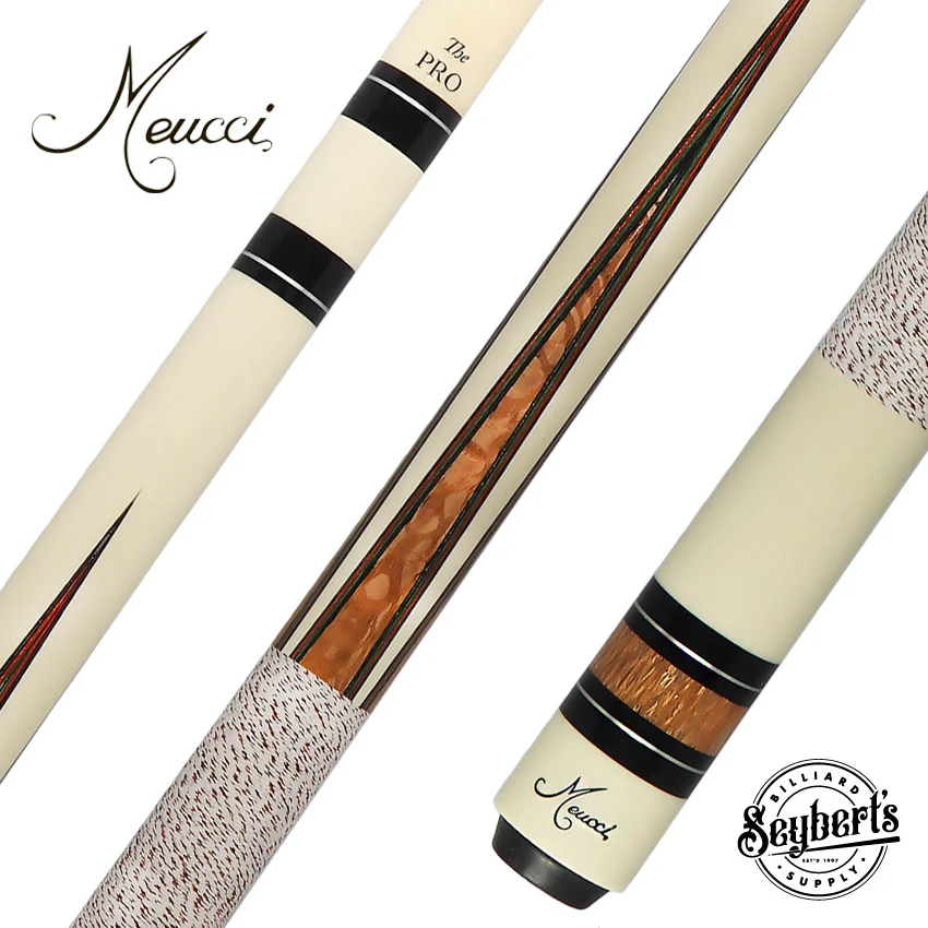 Meucci Ultra Piston 1 Imitation Ivory and Tulipwood Points Pool Cue with Pro Shaft - UP-1