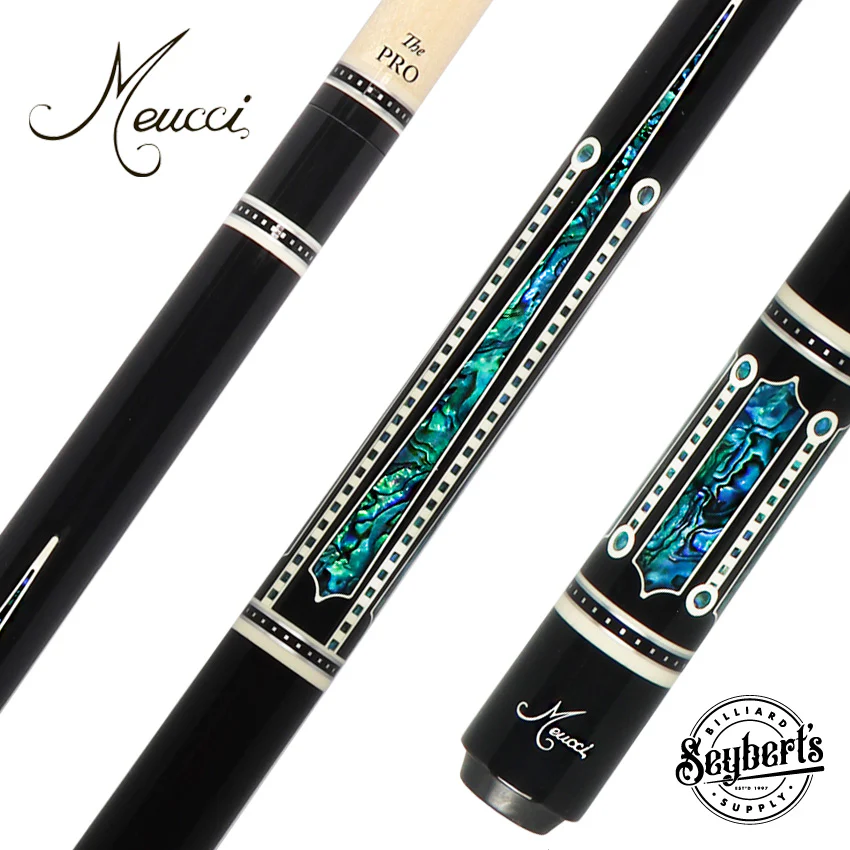Meucci Ultra Piston 4 Ebony Stain with Abalone Points Pool Cue with Pro Shaft - UP-4M