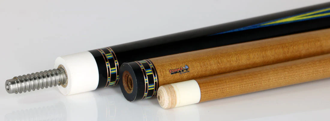 Pat Diveney Ebony 4-Point Snakewood and Elephant Wrap Custom Pool Cue with Two Honey Roast Trans-K Shafts - DC3800EB4P - Image 2