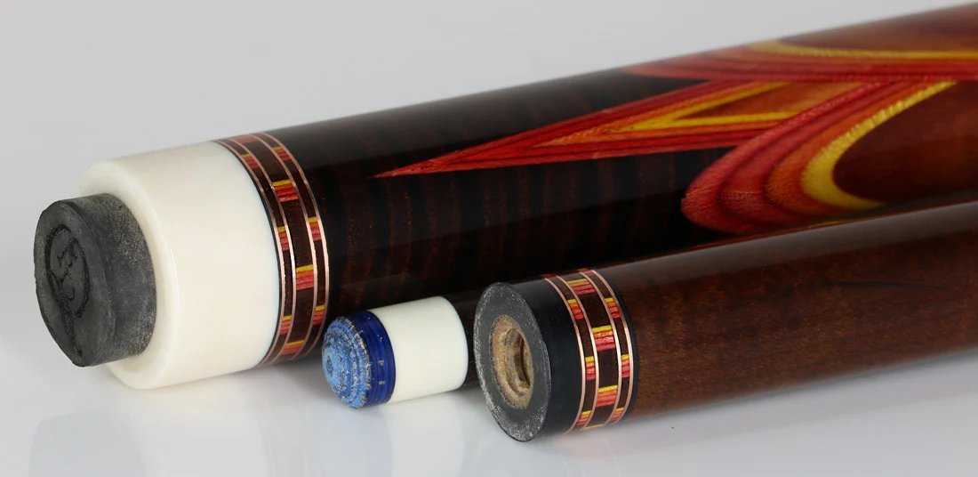 Pat Diveney Red/Orange/Yellow 8-Point Butterfly Custom Cue with Two Dark Roast Trans-K Shafts - DC5500 - Image 3