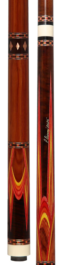 Pat Diveney Red/Orange/Yellow 8-Point Butterfly Custom Cue with Two Dark Roast Trans-K Shafts - DC5500 - Image 5