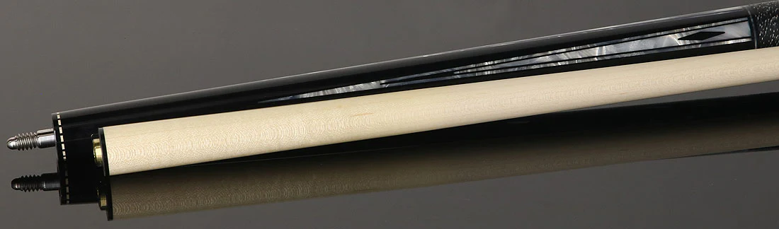 Pechauer JP T Series Ebony-Stained Maple with Sim. Ebony and Pearl Framed Points Pool Cue with Linen Wrap - Image 2