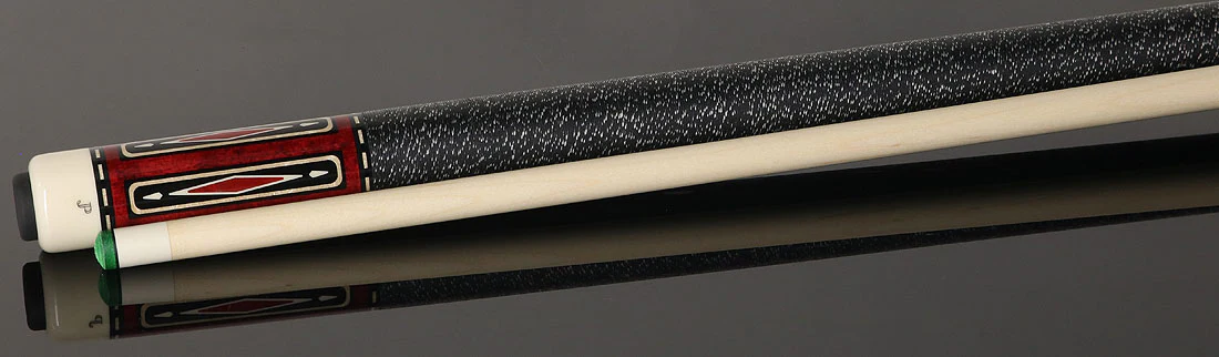 Pechauer JP T Series Wine-Stained Maple with Sim. Ebony Points and Red Pearl Inlays Pool Cue with Irish Linen Wrap - Image 2