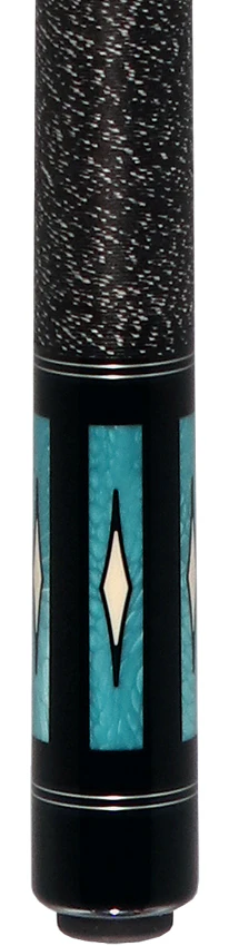 Pechauer Pro R Series Ebony-Stained Maple with Aqua Exotic Points and Sim. Ivory Inlays Pool Cue with Irish Linen Wrap - Image 2
