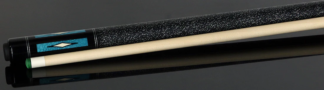 Pechauer Pro R Series Ebony-Stained Maple with Aqua Exotic Points and Sim. Ivory Inlays Pool Cue with Irish Linen Wrap - Image 3