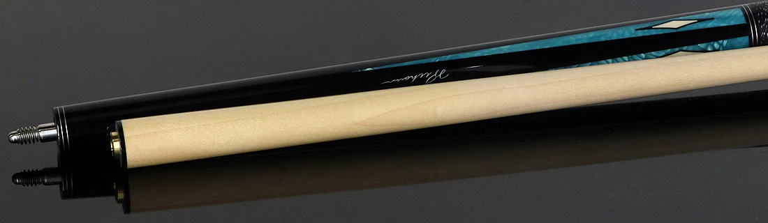 Pechauer Pro R Series Ebony-Stained Maple with Aqua Exotic Points and Sim. Ivory Inlays Pool Cue with Irish Linen Wrap - Image 4