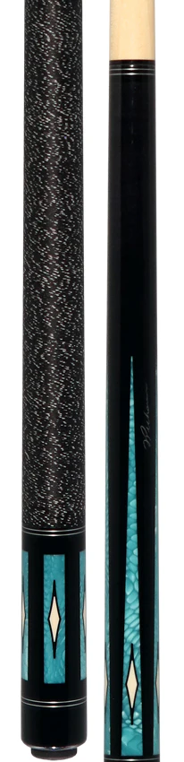 Pechauer Pro R Series Ebony-Stained Maple with Aqua Exotic Points and Sim. Ivory Inlays Pool Cue with Irish Linen Wrap - Image 5