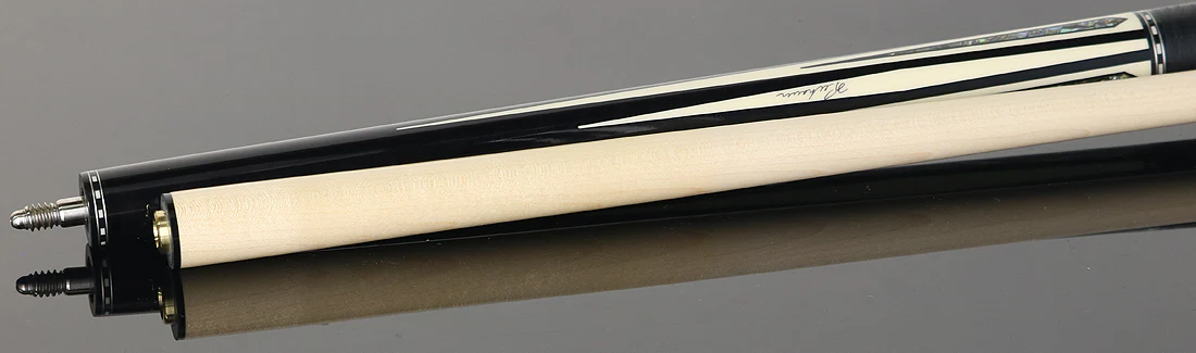 Pechauer Pro R Series Ebony-Stained Maple with Sim. Ivory Points and Abalone Inlays Pool Cue with Irish Linen Wrap - Image 4