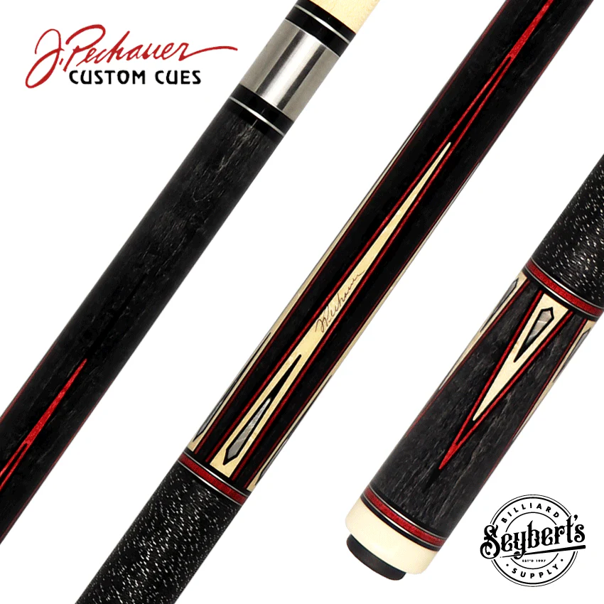 Pechauer Pro R Series Carbon Stained Maple with Maple Points and Red Veneers Pool Cue - P15R