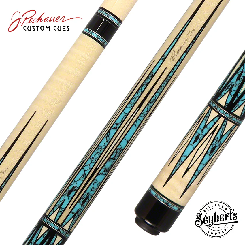 Pechauer Limited Edition Natural Stained Maple with Turquoise Points Pool Cue - PL32