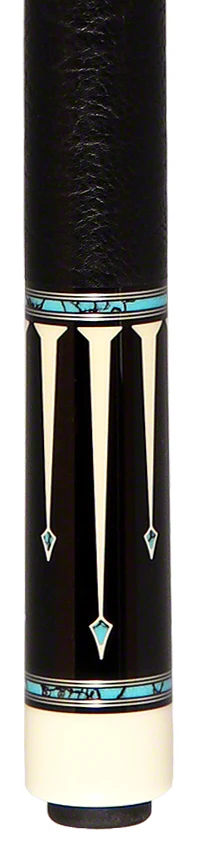Pechauer Limited Edition Ebony with Sim. Ivory Points and Turquoise Inlays Pool Cue - PL33 - Image 2