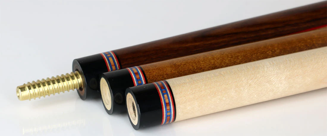 Pierce Custom Cue -Pau Ferro & Brazilian Tulipwood South West style 6 point Red/White/Blue Veneers - Image 2