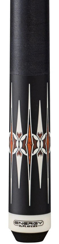 Players Energy Series Matte Black with White and Cocobolo Graphic Pool Cue with Black Linen Wrap - Image 2