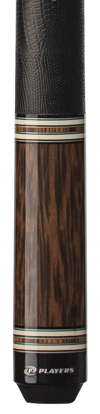 Players Exotic Series Black Palm and Bocote Graphic Pool Cue with Embossed Leather Wrap - Image 2