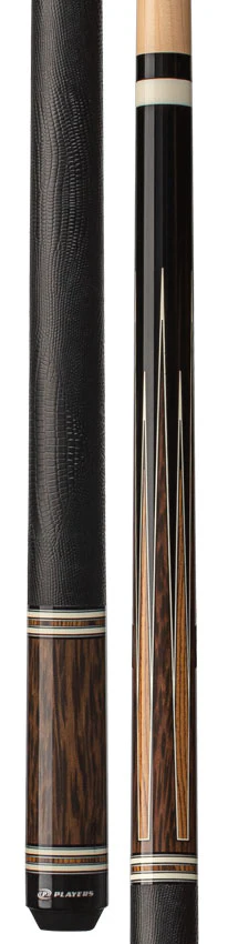 Players Exotic Series Black Palm and Bocote Graphic Pool Cue with Embossed Leather Wrap - Image 3