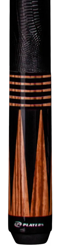 Players Exotic Series Zebrawood with Black Points Pool Cue with Embossed Leather Wrap - Image 2