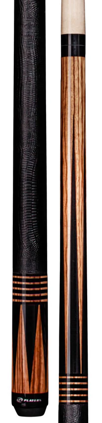 Players Exotic Series Zebrawood with Black Points Pool Cue with Embossed Leather Wrap - Image 3
