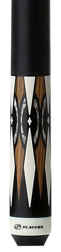 Players Graphic Series Black and Bocote Pool Cue with Black Linen Wrap - Image 2