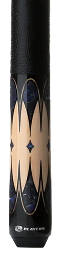 Players Graphic Series Natural Maple and Blue Stone Graphic Pool Cue with Black Linen Wrap - Image 2