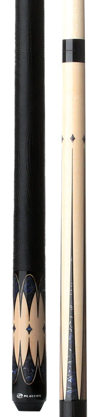 Players Graphic Series Natural Maple and Blue Stone Graphic Pool Cue with Black Linen Wrap - Image 3
