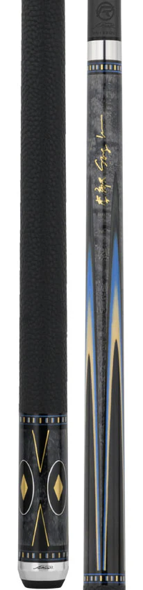 Predator Sang Lee 2-5 Gray-Stained Birdseye Maple with Black / Blue / Maple / Ebony Butterfly Points Special Edition Limited Pool Cue - Radial with Luxe Leather Wrap - Image 3