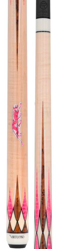 Predator Virtuoso Series Curly Maple with 8 Pink Stone and Thuya Points No Wrap Pool Cue - Uni-Loc - Image 3