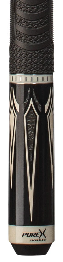 Pure X Black with Silver Crush Graphic Pool Cue with MZ Sport Grip Wrap - Image 2