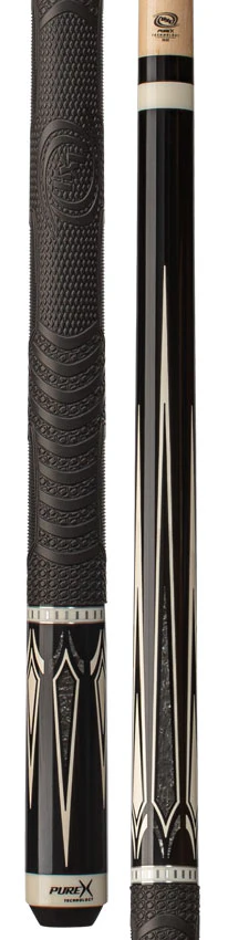 Pure X Black with Silver Crush Graphic Pool Cue with MZ Sport Grip Wrap - Image 3
