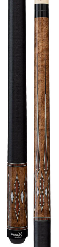 Pure X Coffee Stained Maple with Cocobolo and White Points Graphic Pool Cue with Linen Wrap - Image 3