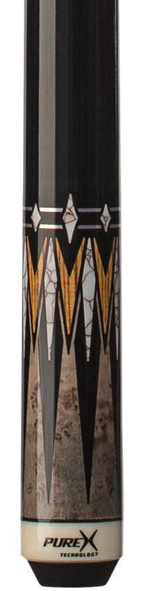 Pure X Gray-Stained Birdseye Maple and Bocote Graphic Wrapless Pool Cue - Image 2