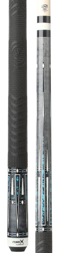 Pure X Gray-Stained Curly Maple and Blue Recon Graphic Pool Cue with MZ Sportgrip Wrap - Image 3