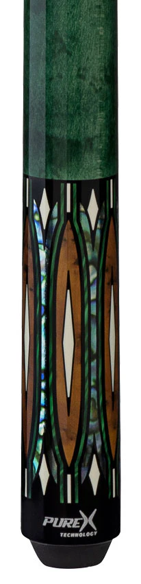 Pure X Gray Stained Maple with Malachite and Thuya Burl Graphic No Wrap Pool Cue - Image 2