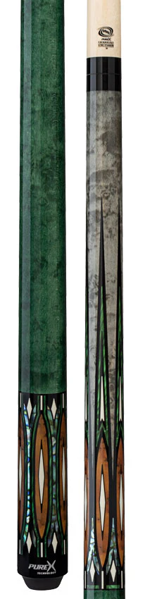 Pure X Gray Stained Maple with Malachite and Thuya Burl Graphic No Wrap Pool Cue - Image 3