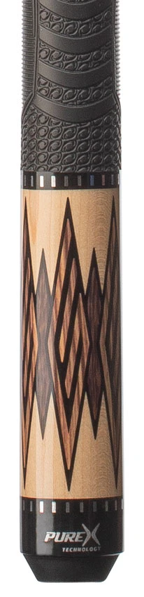 Pure X Natural-Stained Maple with Zebrawood and Black Palm Graphic Pool Cue with MZ Sport Grip Wrap - Image 2