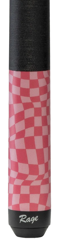 Rage Dark Fuchsia Warped Checkers Pool Cue with Pressed Nylon Wrap - Image 2