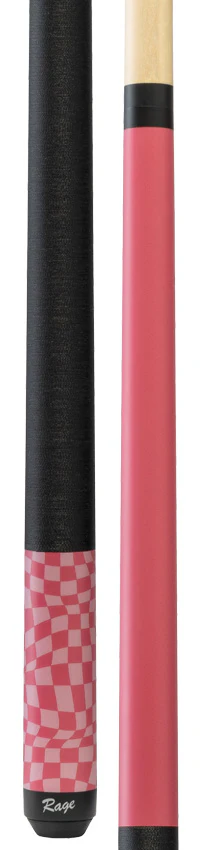 Rage Dark Fuchsia Warped Checkers Pool Cue with Pressed Nylon Wrap - Image 3