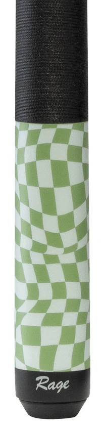 Rage Lime Green Warped Checkers Pool Cue with Pressed Nylon Wrap - Image 2