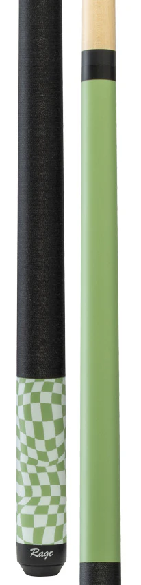 Rage Lime Green Warped Checkers Pool Cue with Pressed Nylon Wrap - Image 3