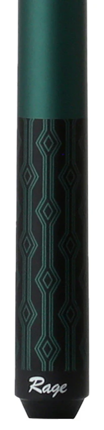 Rage Matte Peacock Green with Black Diamond Pattern Graphic Wrapless Pool Cue - Image 2