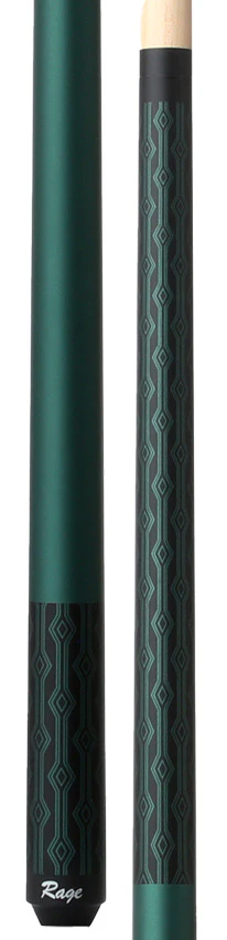 Rage Matte Peacock Green with Black Diamond Pattern Graphic Wrapless Pool Cue - Image 3
