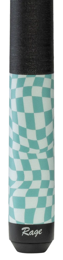 Rage Sky Blue Warped Checkers Pool Cue with Pressed Nylon Wrap - Image 2