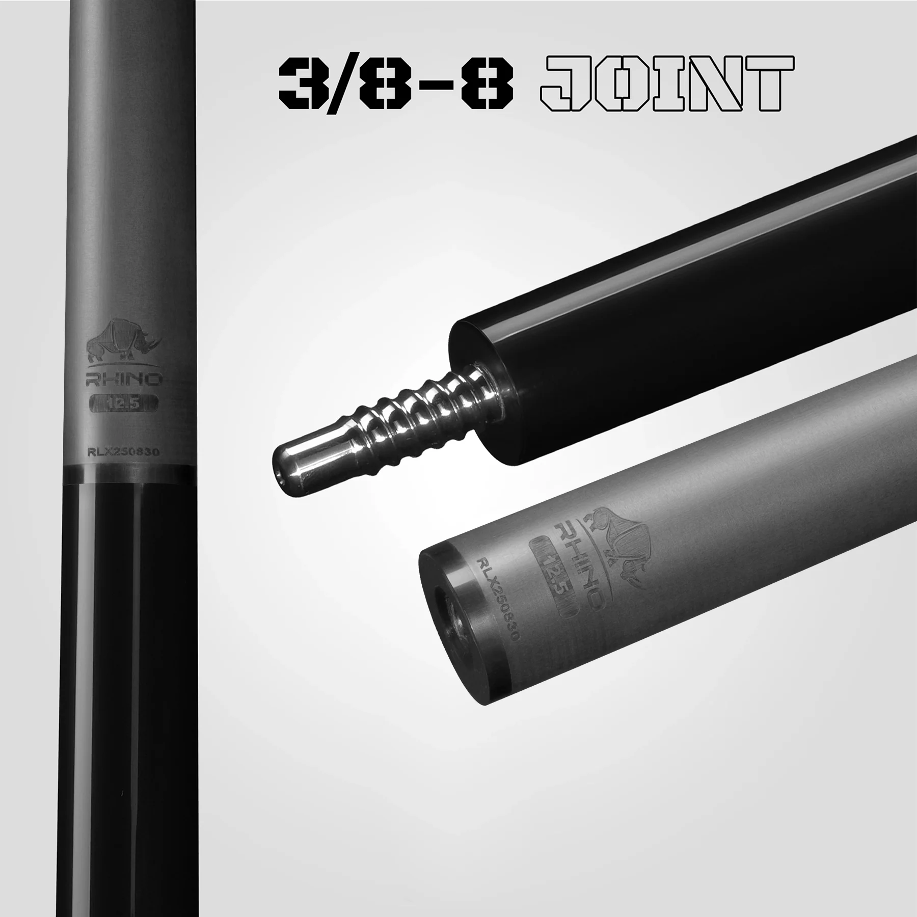 Rhino Luminax Series Jet Black No Wrap Pool Cue - RCLUMNWBK125 - Image 7