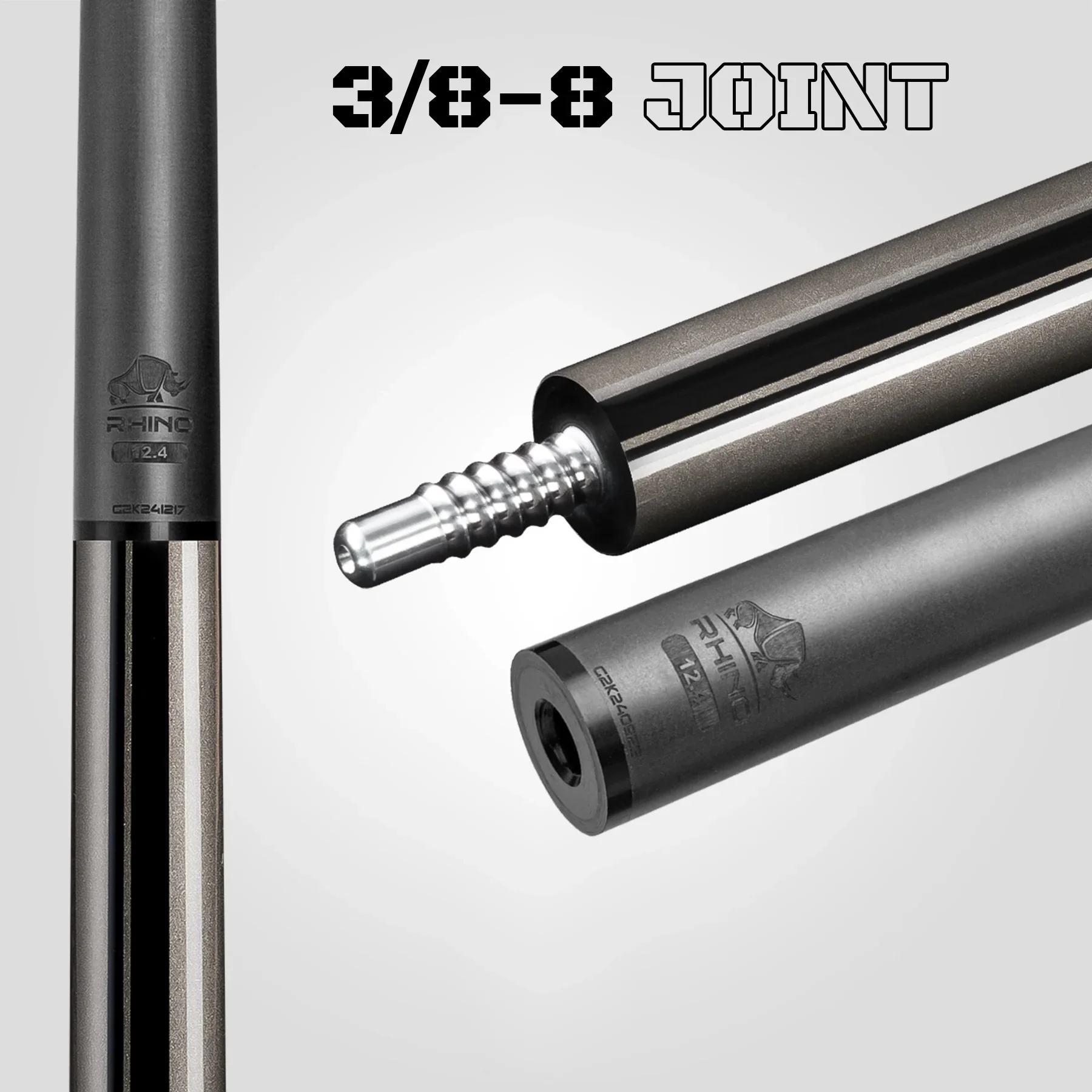 Rhino Nebula 2 Charcoal Gray No Wrap Carbon Pool Cue - Image 12