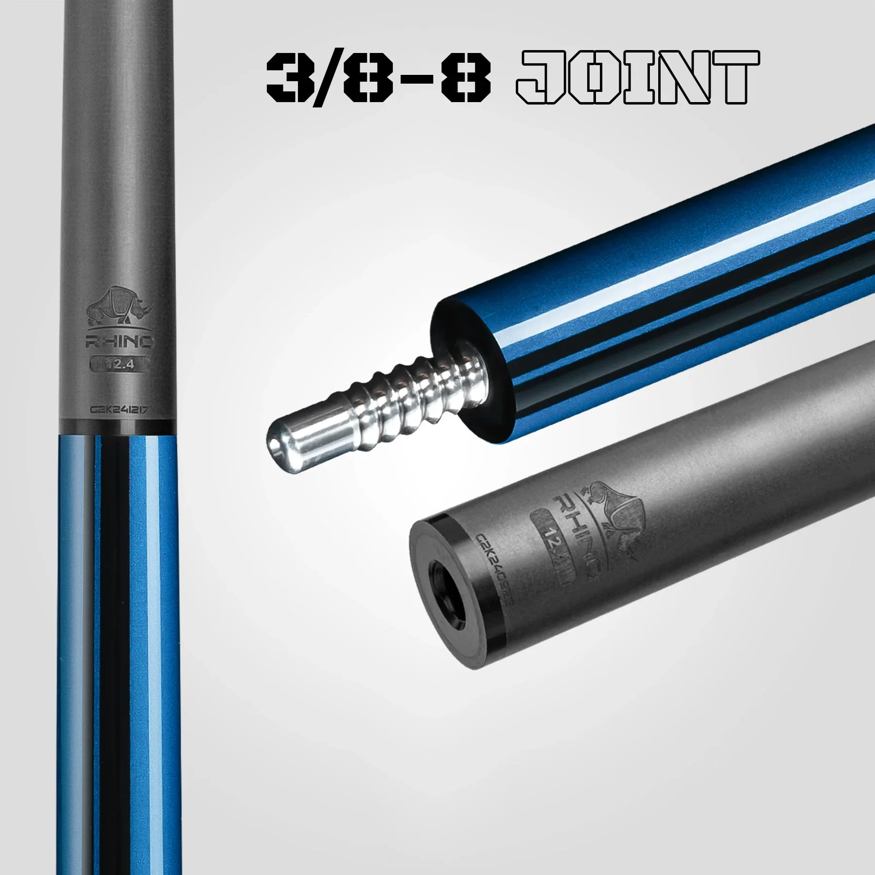 Rhino Nebula 2 Sky Blue No Wrap Carbon Pool Cue - Image 10