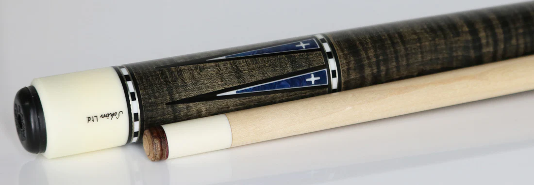 Schon Pool Cue - Grey Stain with Blue Points - LTD2300-3GREY - Image 3