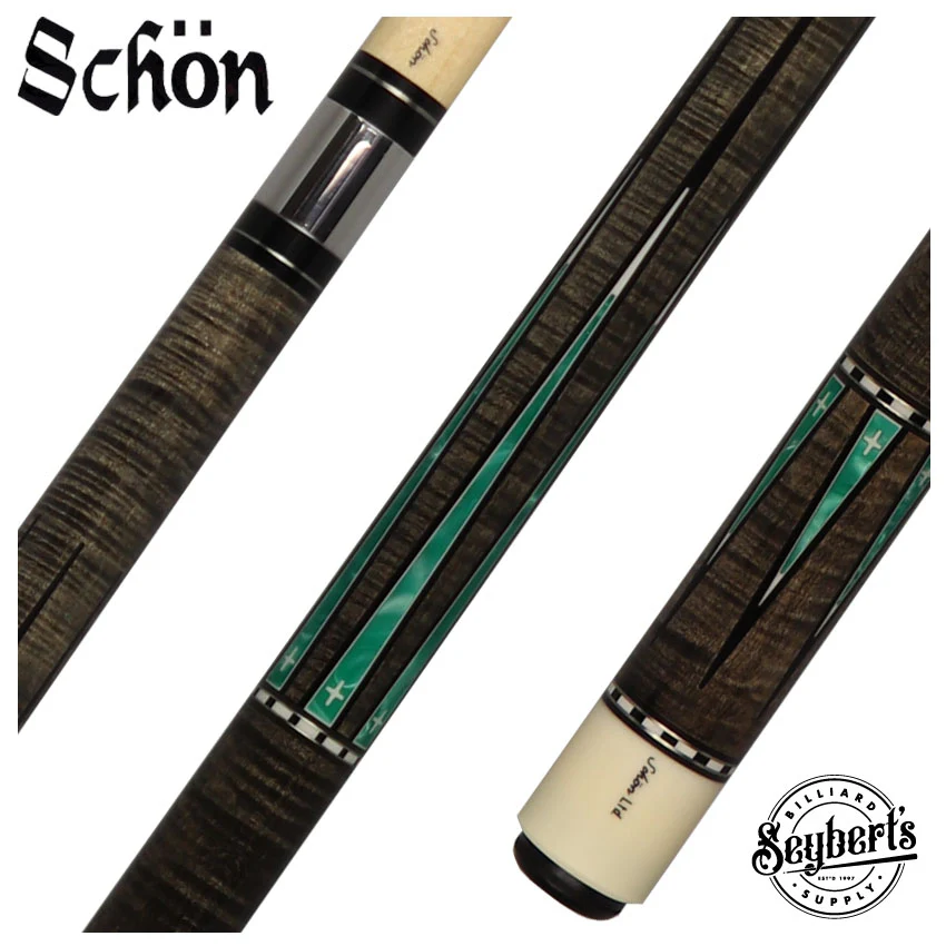 Schon Pool Cue - Grey Stain with Teal Points - LTD2300-4GREY