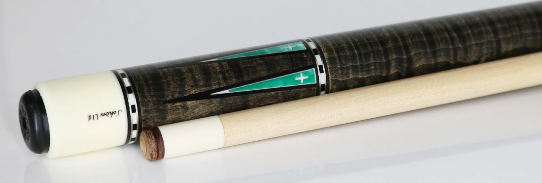 Schon Pool Cue - Grey Stain with Teal Points - LTD2300-4GREY - Image 3